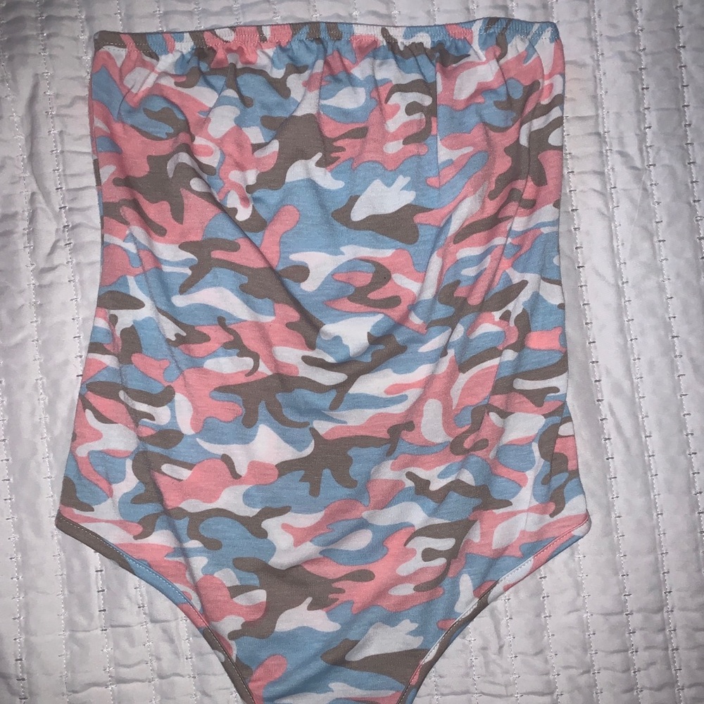 Camo strapless bodysuit